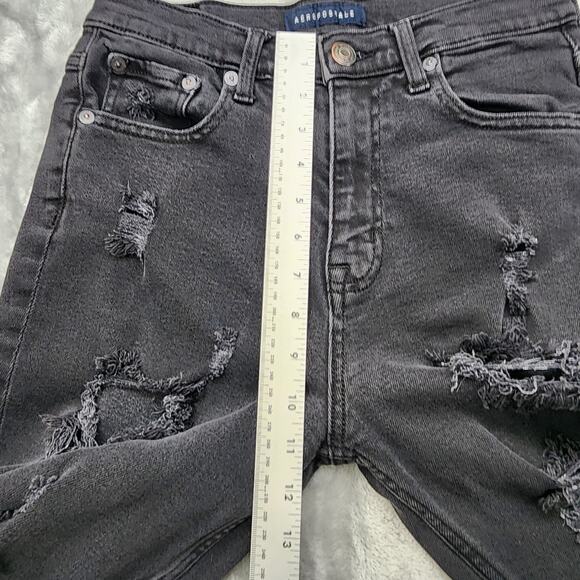 Aeropostale Jeans Womens 6R Faded Black Distressed Ripped Mom High Rise Stretch - Picture 13 of 16